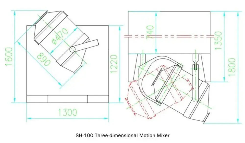 High Capacity Blender Powder Mixer Blending Machine SH100-600 - 图片 9
